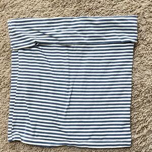 American Eagle Outfitters Navy and White Striped Tube Top